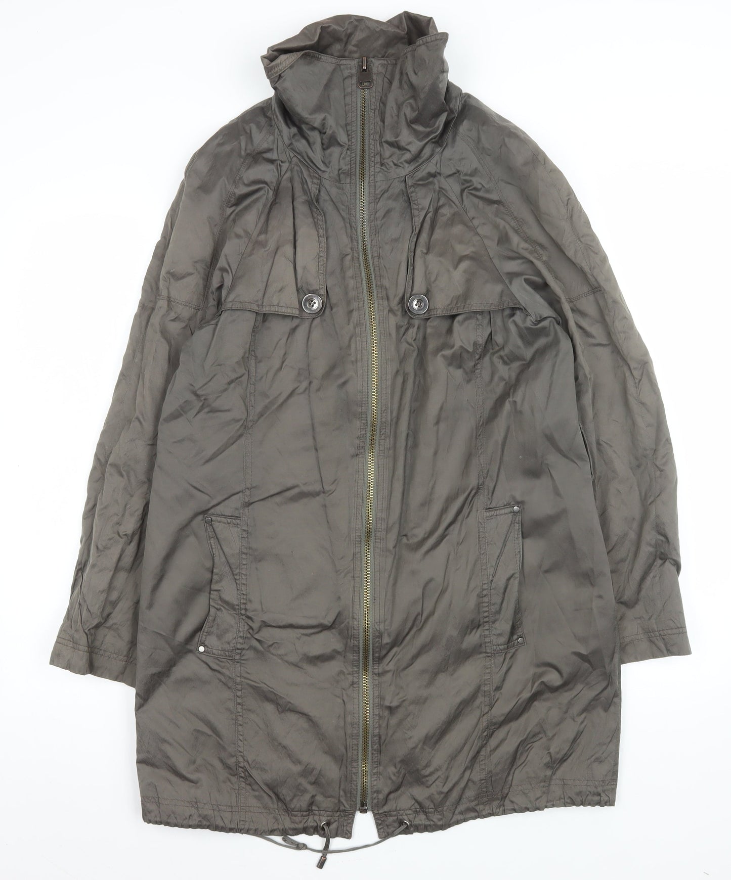 Marks and Spencer Women’s Grey Long Parka Coat UK 14 Belted Lined Zip
