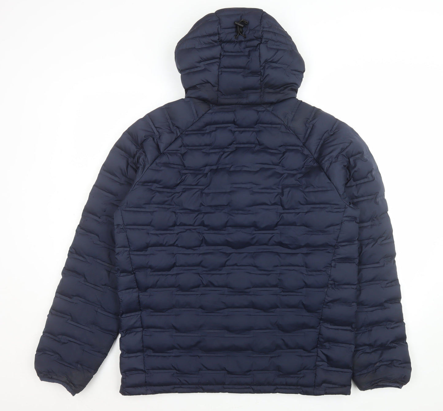 Woodland Men’s Blue Puffer Jacket L Hooded Polyester Winter Outdoor