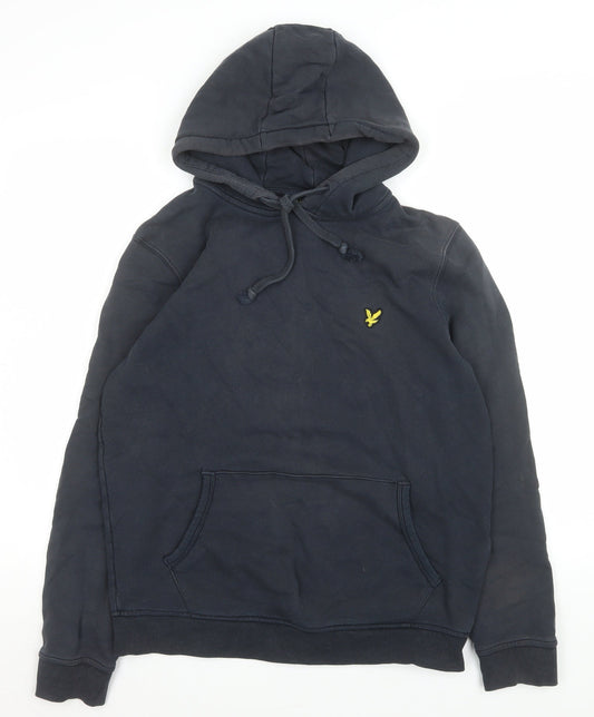 Lyle & Scott Men’s Blue Pullover Hoodie Size L Cotton Logo Sweatshirt