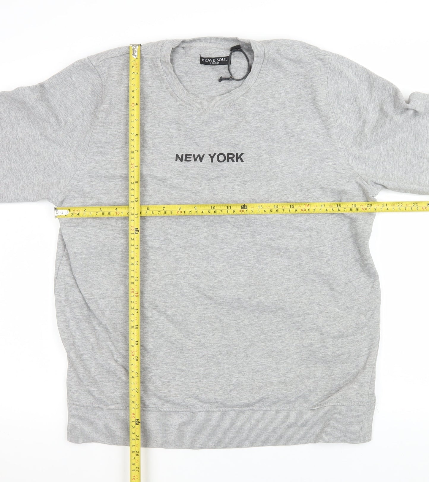 Brave Soul Men's Grey XL New York Crew Neck Sweatshirt Pullover