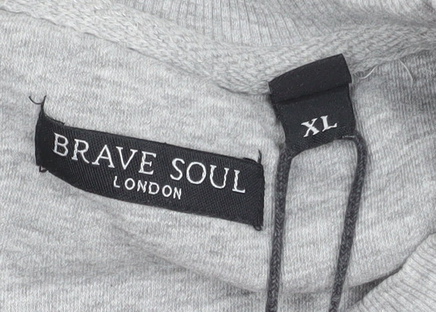 Brave Soul Men's Grey XL New York Crew Neck Sweatshirt Pullover