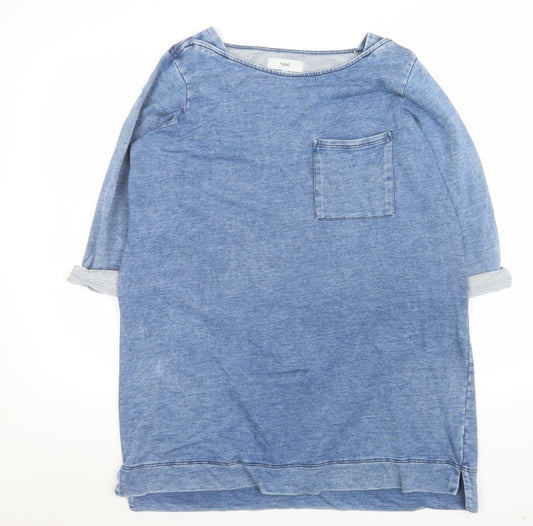 Next Women’s Blue Cotton Blend Tunic T-Shirt UK 16 Relaxed Fit