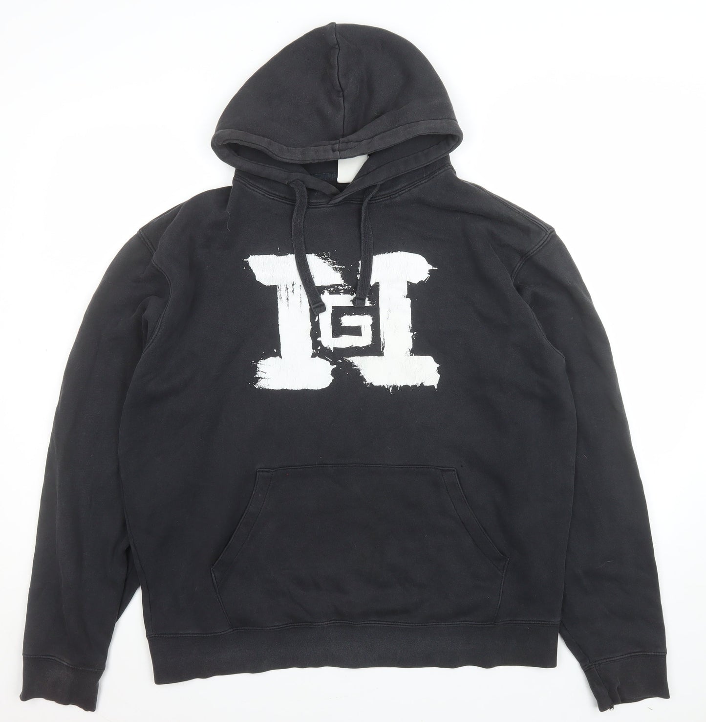 Russell Men Black XL Pullover Hoodie with Graphic Print