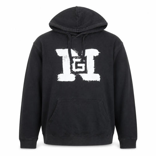 Russell Men Black XL Pullover Hoodie with Graphic Print