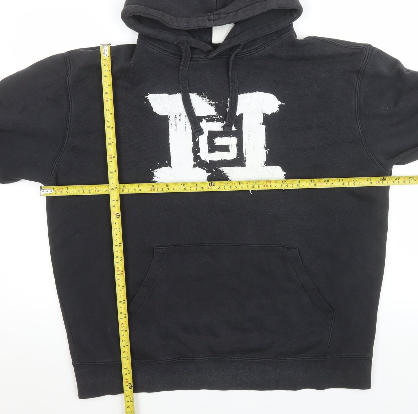 Russell Men Black XL Pullover Hoodie with Graphic Print