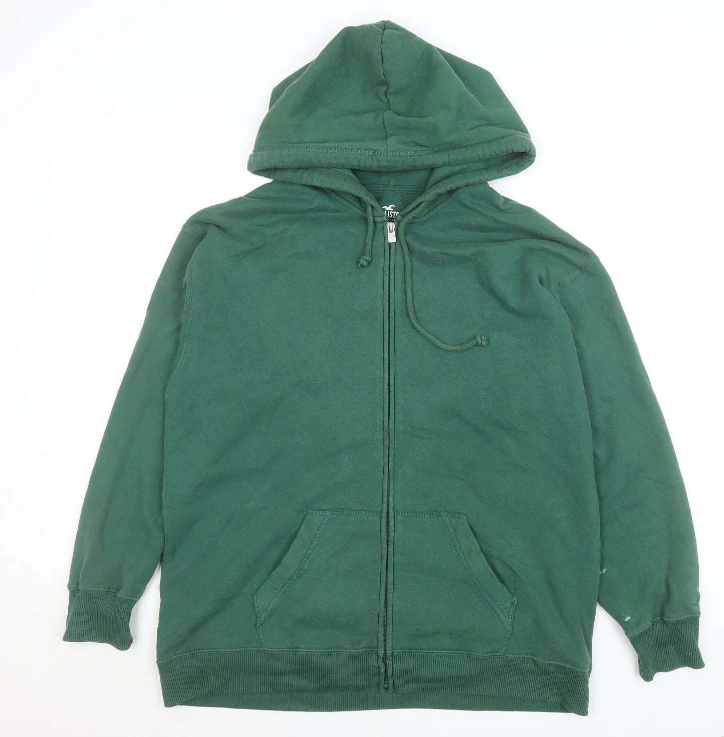 Hollister Women's Green Hooded Full Zip Cotton Jacket M
