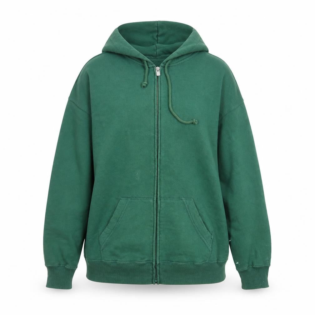 Hollister Women's Green Hooded Full Zip Cotton Jacket M