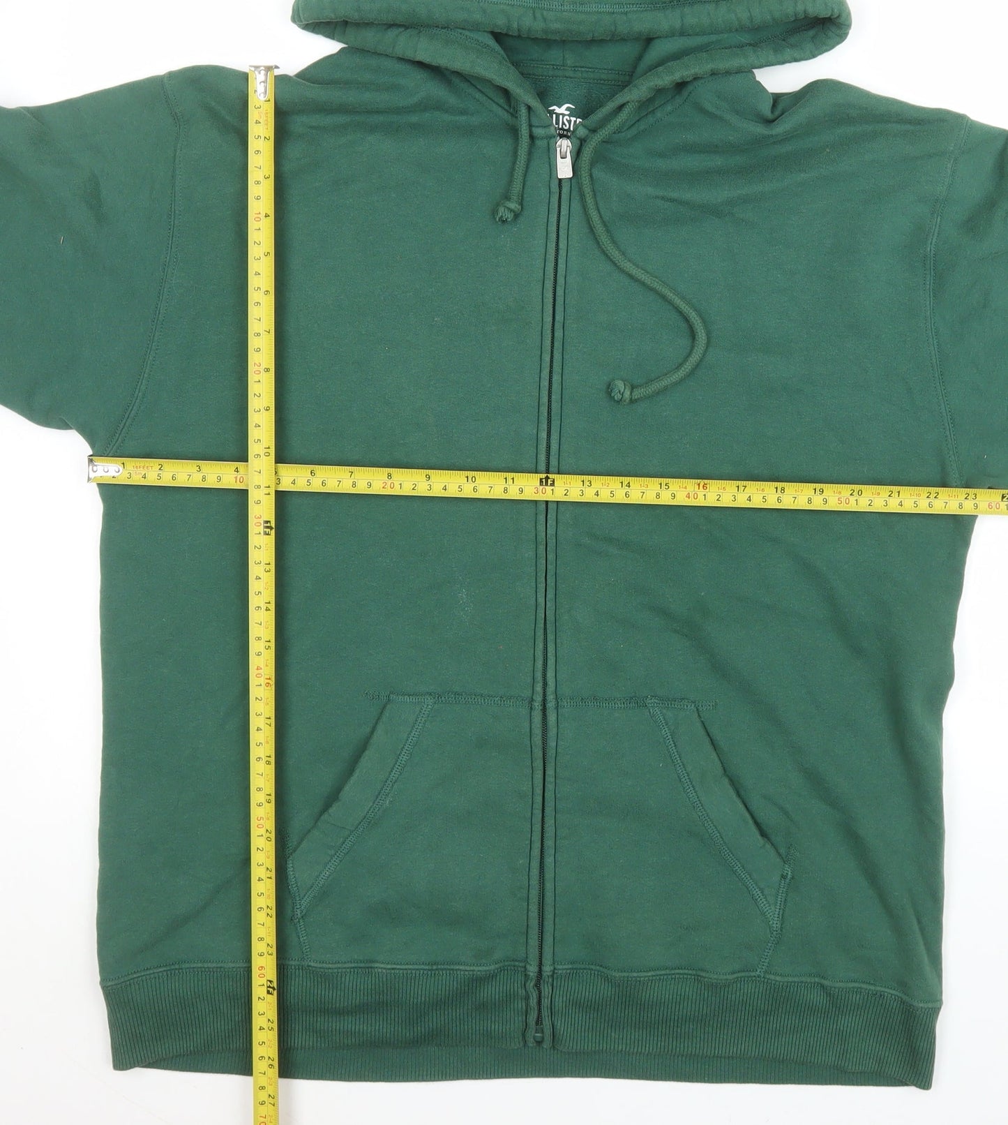 Hollister Women's Green Hooded Full Zip Cotton Jacket M