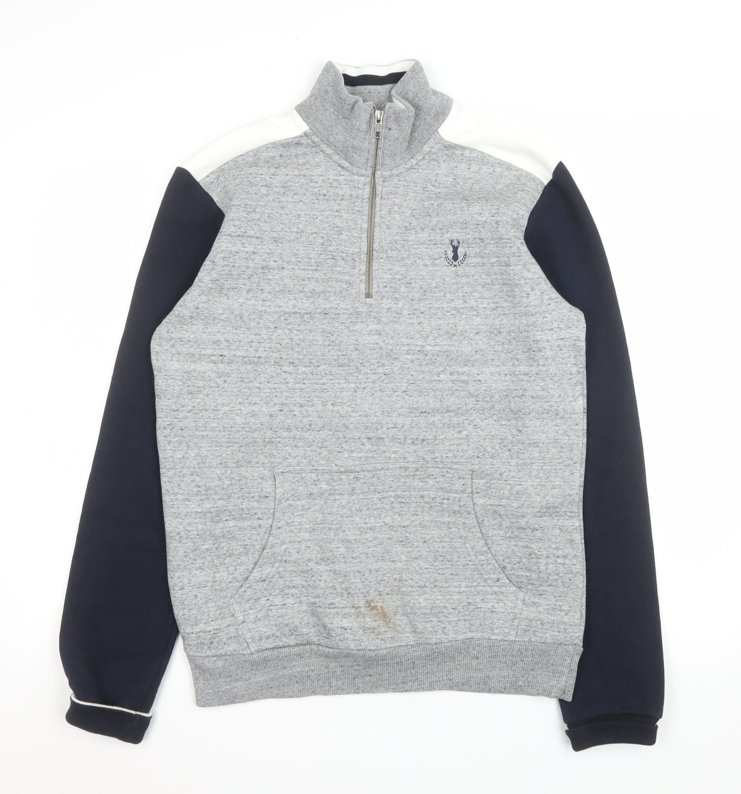 Next Men’s Grey 1/2 Zip Sweatshirt S Regular Fit Mock Neck