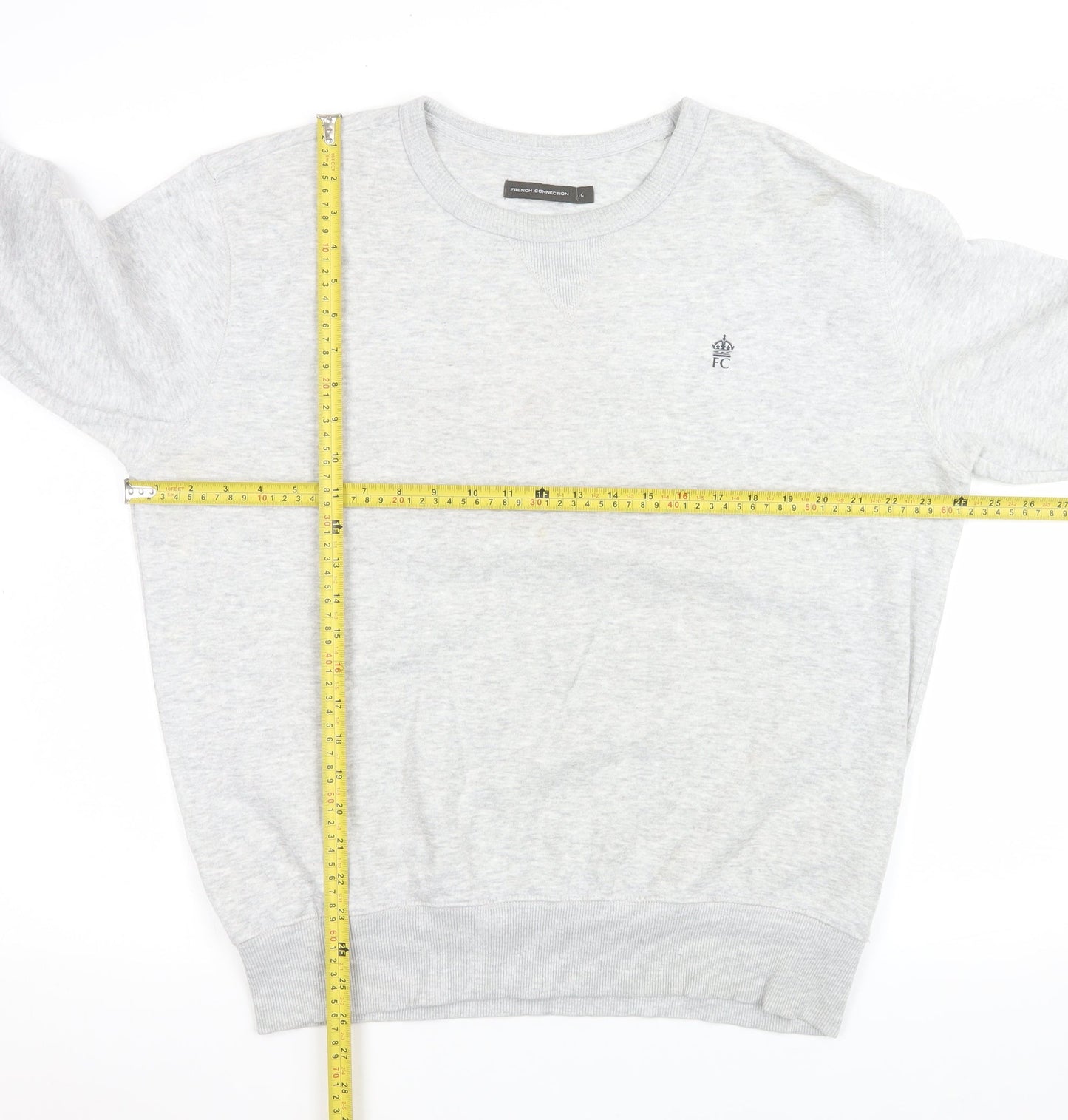 French Connection Mens Grey L Pullover Sweatshirt Crew Neck