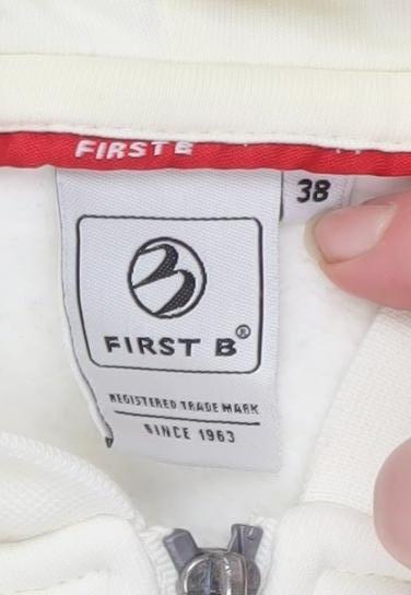 FIRST B Women Ivory Hooded Full Zip Embroidered Jacket Size 10