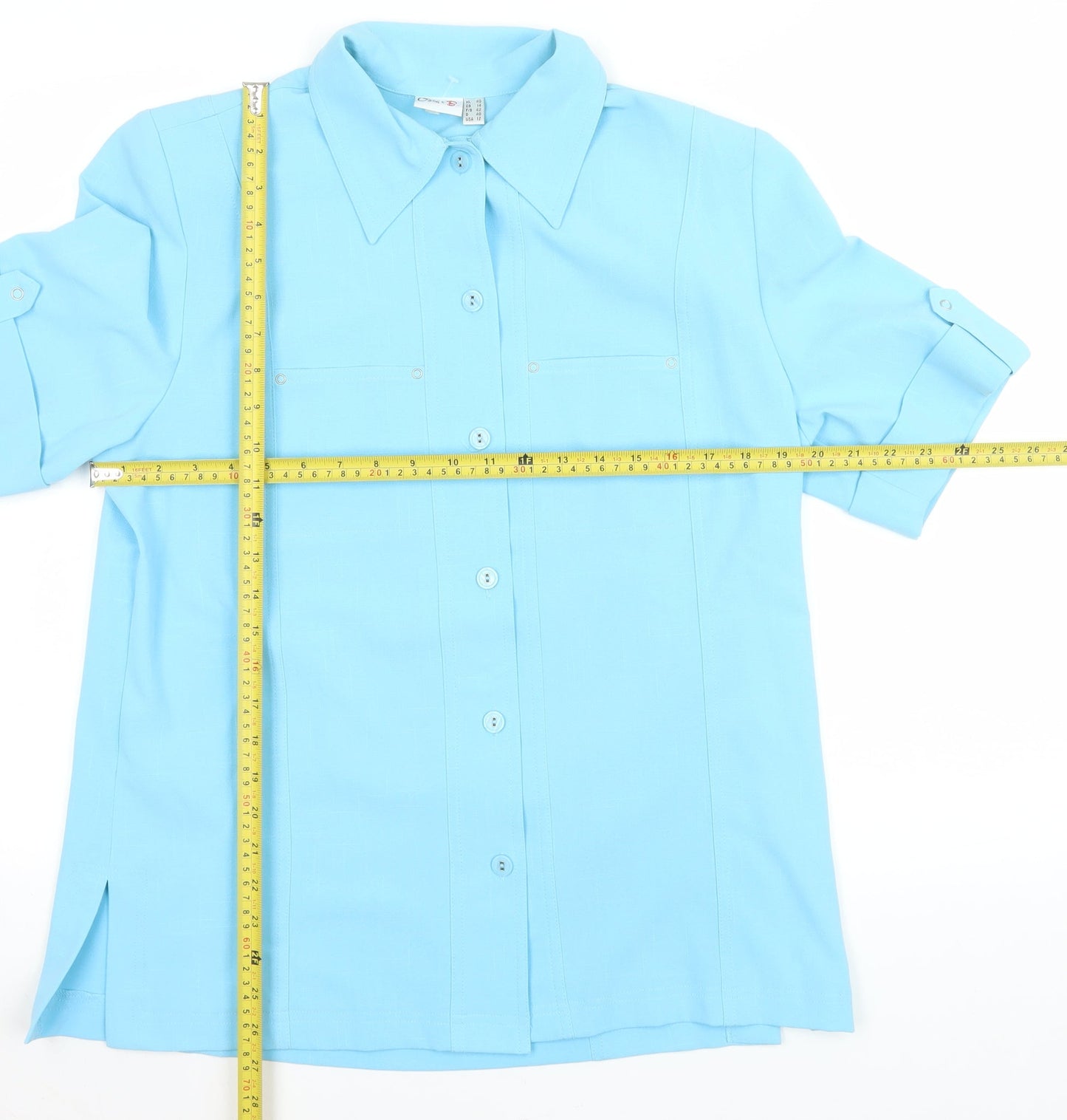 Oscar B Men’s Blue Short Sleeve Button-Up Shirt Size 14 Polyester Blend