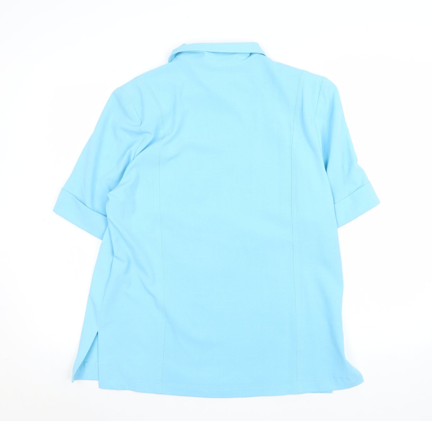 Oscar B Men’s Blue Short Sleeve Button-Up Shirt Size 14 Polyester Blend