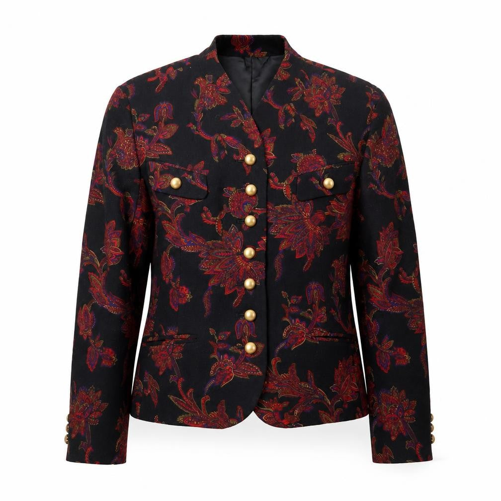 Alexon Womens Black Floral Wool Blend Tailored Blazer UK 14