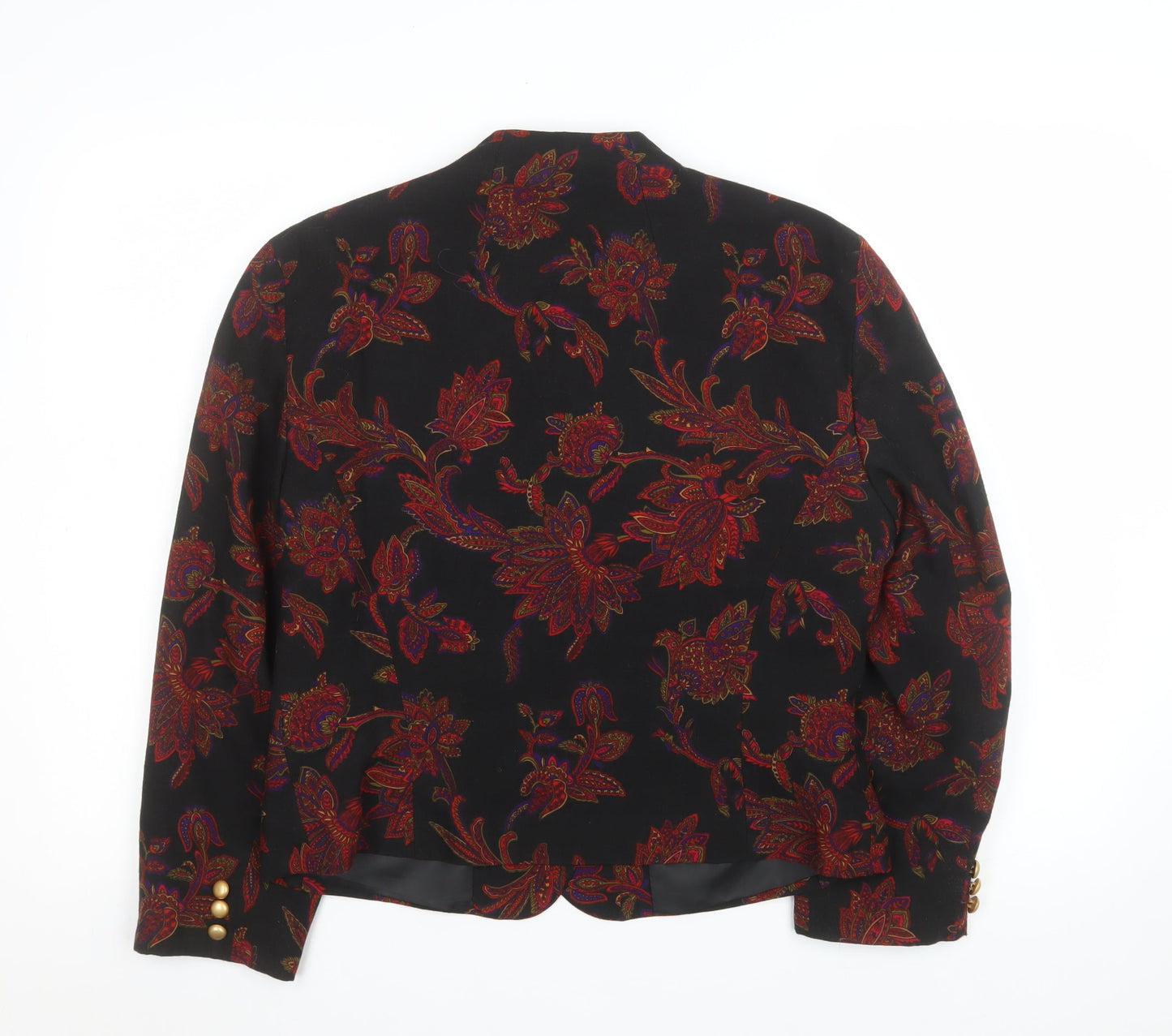 Alexon Womens Black Floral Wool Blend Tailored Blazer UK 14