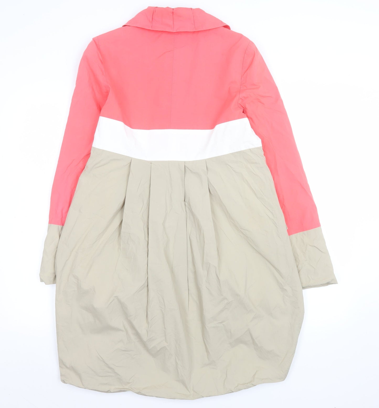 Fran & Jane Women’s Pink Beige Colour Block Cotton Trench Coat Size 8
