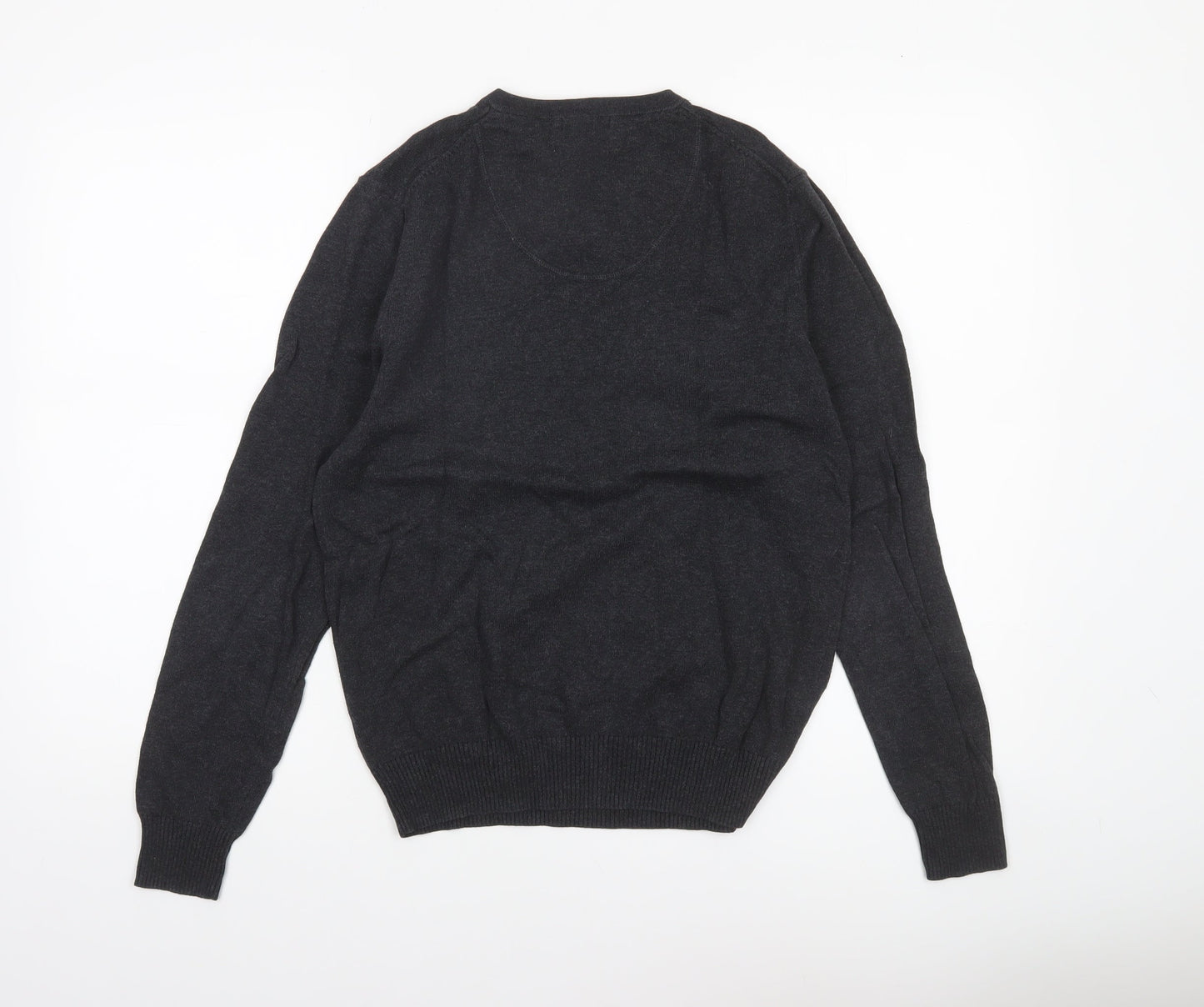 Refectory London Men’s Black Cotton V-Neck Jumper Size S