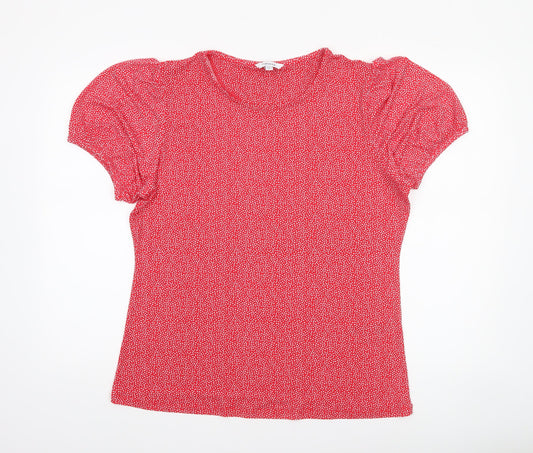 Capsule Women Red Polka Dot Puff Short Sleeve Jersey T-Shirt Size 18