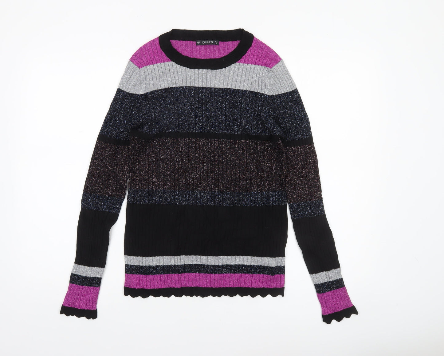 Dunnes Women’s Multicoloured L Glitter Stripe Ribbed Knit Jumper