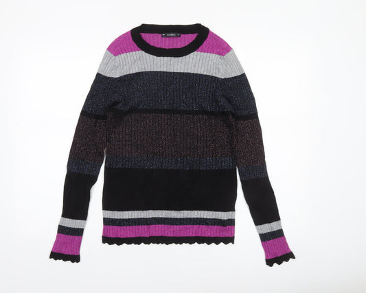 Dunnes Women’s Multicoloured L Glitter Stripe Ribbed Knit Jumper