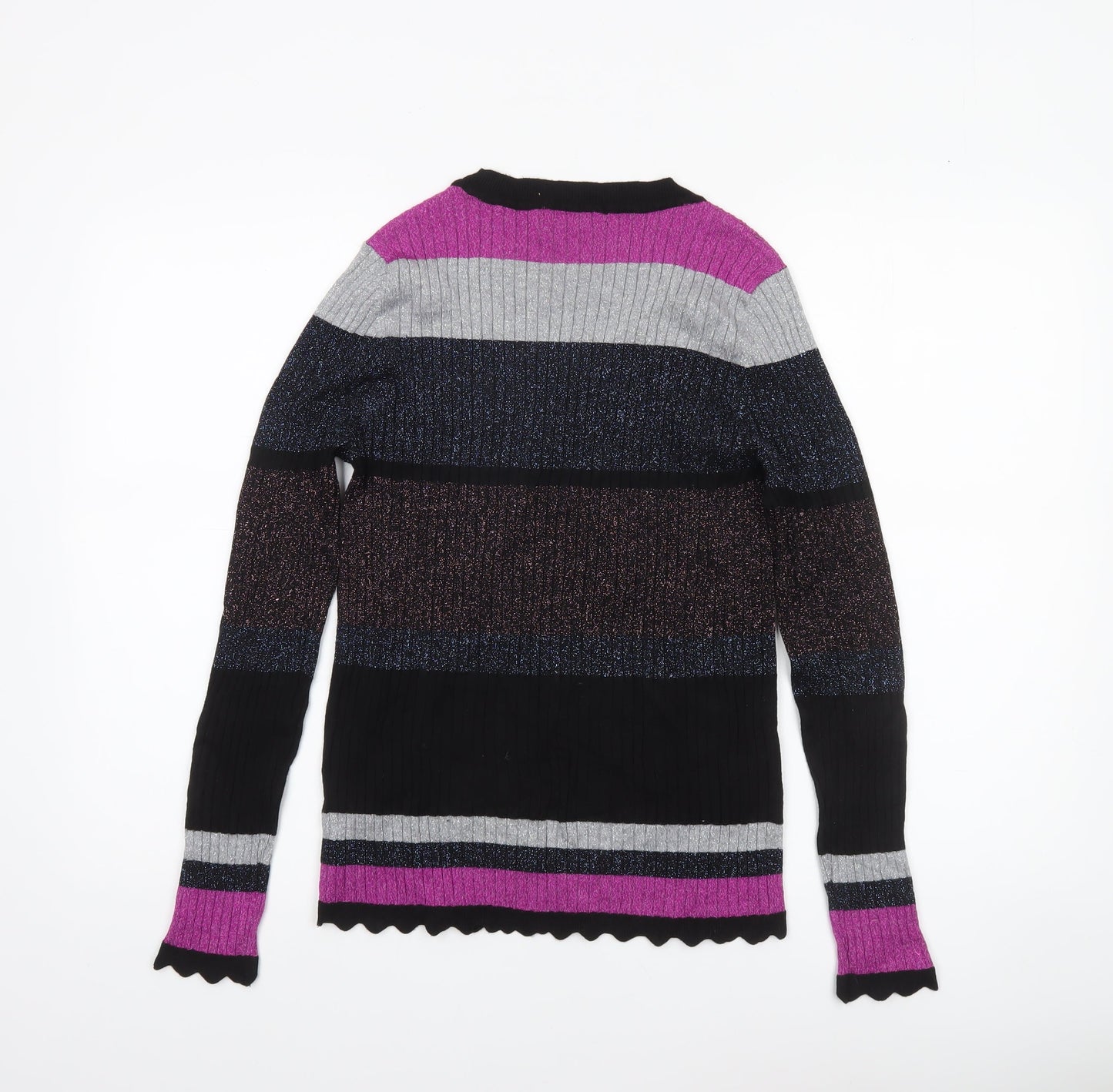 Dunnes Women’s Multicoloured L Glitter Stripe Ribbed Knit Jumper