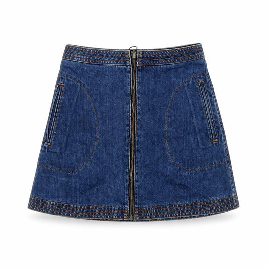Cooperative Women's Blue A-Line Denim Zip Short Skirt XS