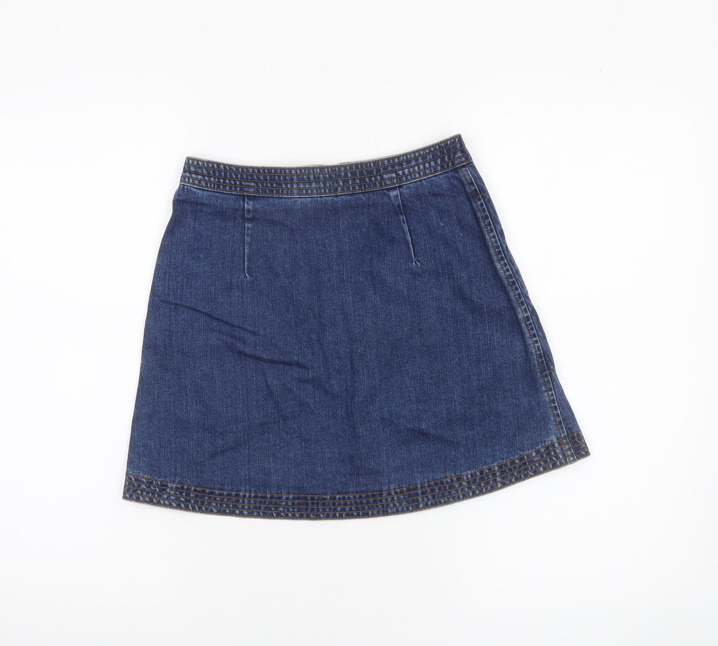 Cooperative Women's Blue A-Line Denim Zip Short Skirt XS