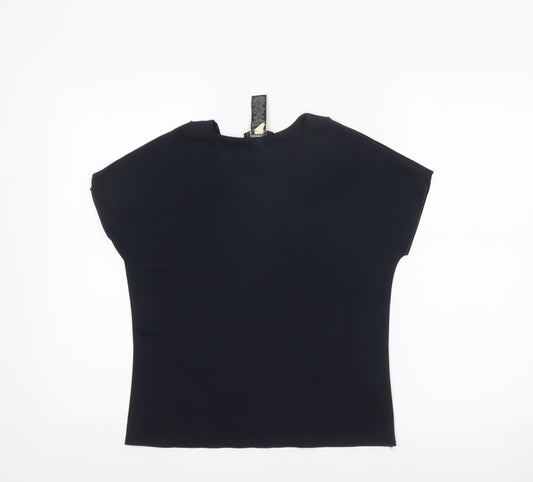 Kenneth Cole Women's Black Crew Neck Basic Polyester T-Shirt M