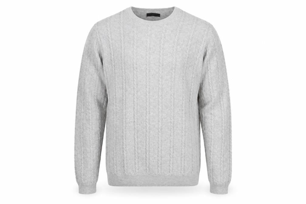 ASOS Men’s Grey Cable-Knit Cotton Jumper XL Crew Neck