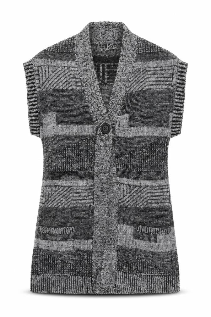 Virtuelle Women’s Grey Knit Short Sleeve Cardigan XS Wool Blend