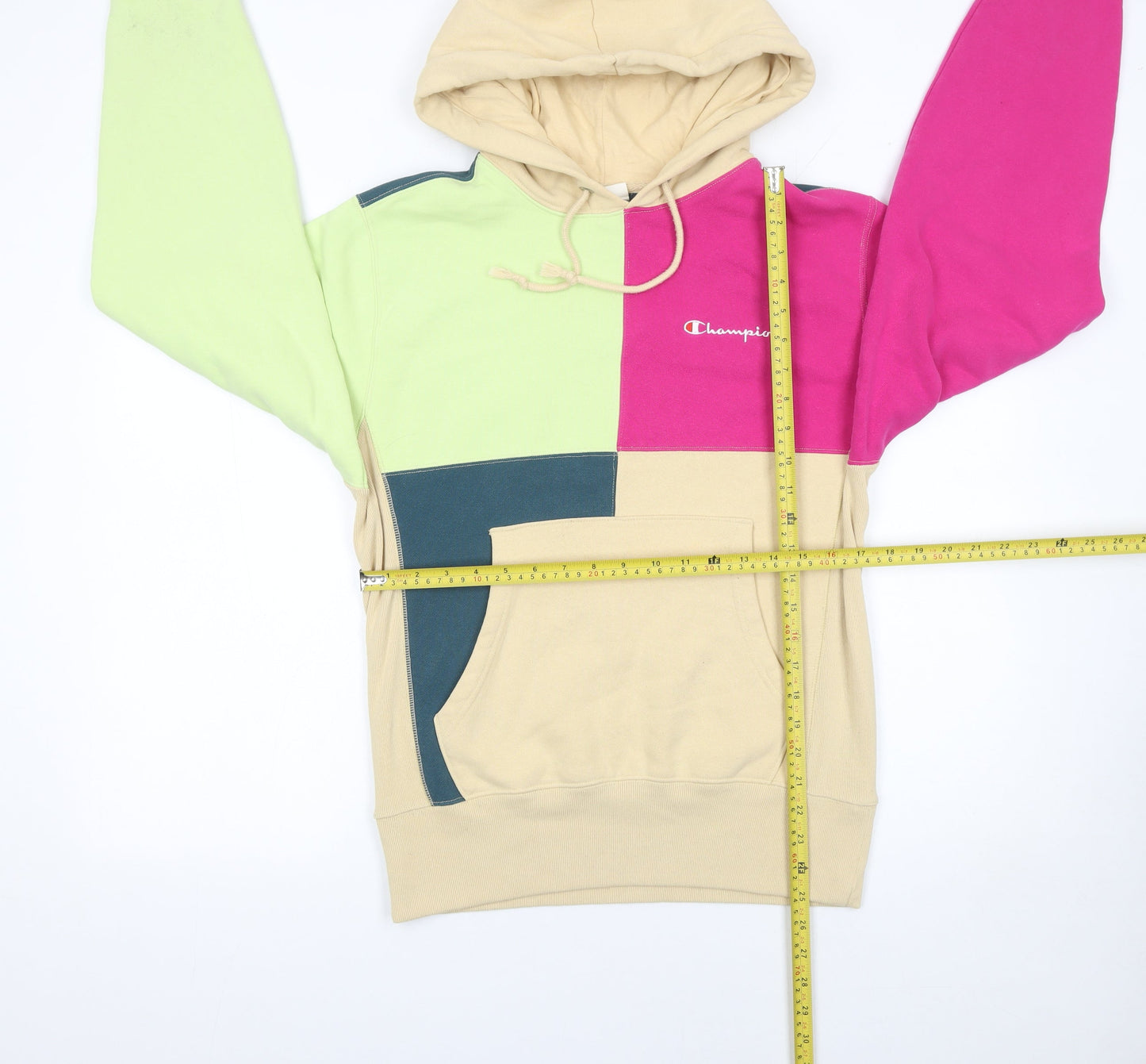 Champion Reverse Weave Women’s Beige Multi Colourblock Pullover Hoodie Small