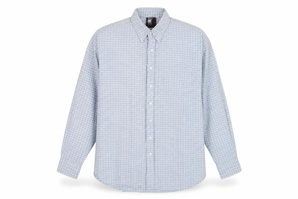 Gladiator Men's Blue Checked Cotton Flannel Long Sleeve Button-Up Shirt XL