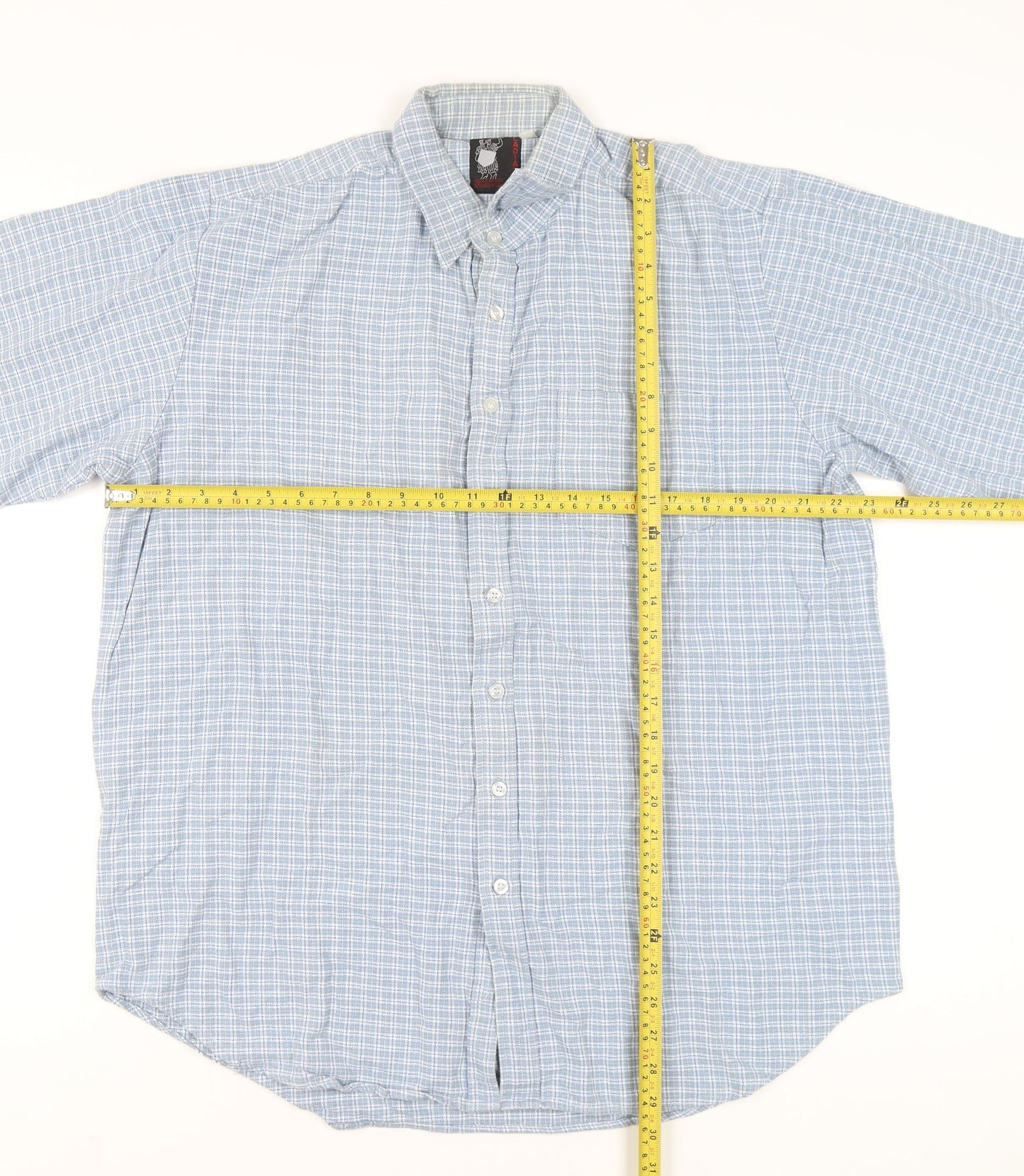 Gladiator Men's Blue Checked Cotton Flannel Long Sleeve Button-Up Shirt XL