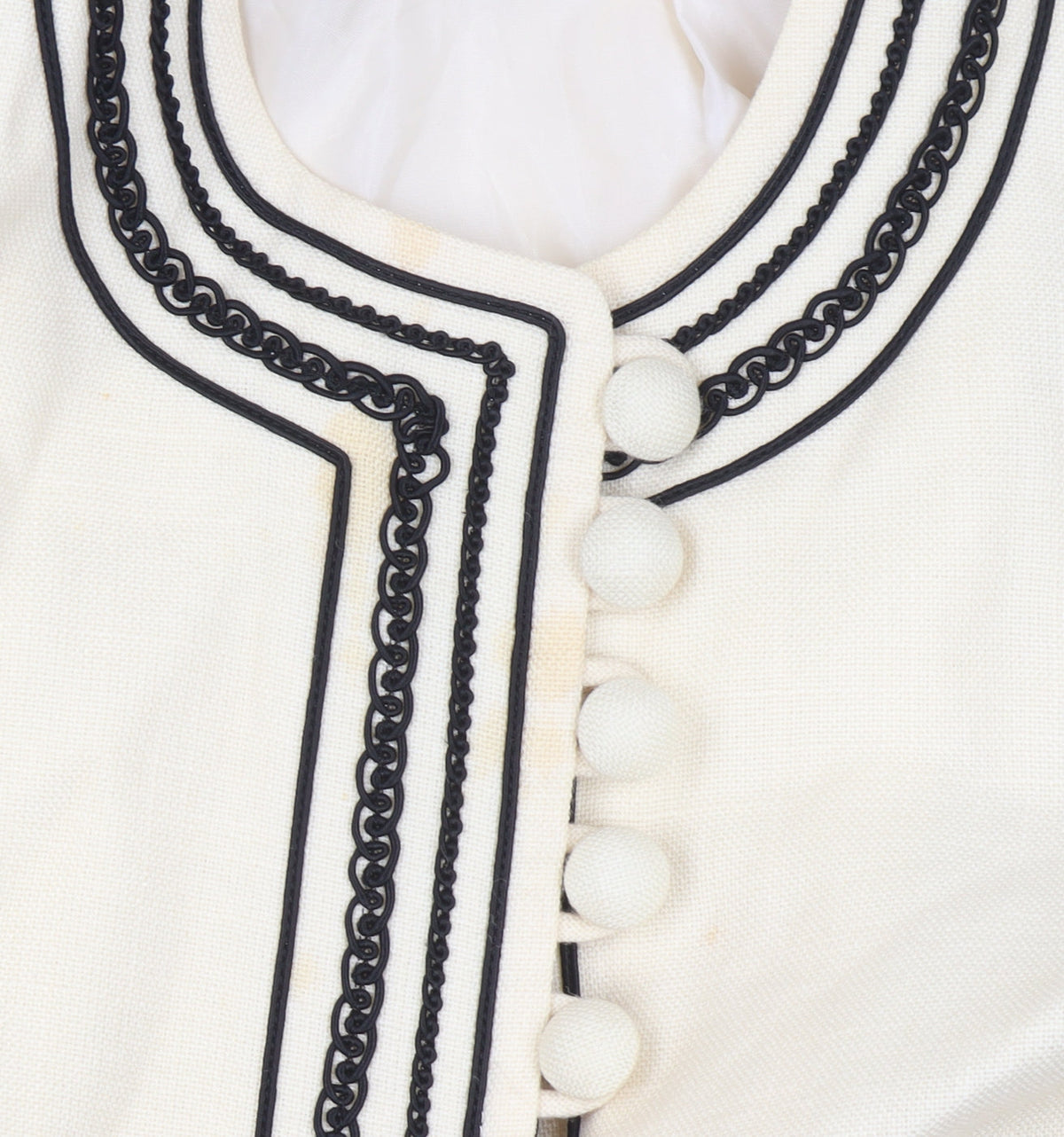 Weill Paris Womens Ivory Black Trim Tuxedo Style Blazer Jacket Size 14