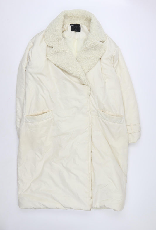 Dorothy Perkins Women's Ivory Long Lined Overcoat Size M
