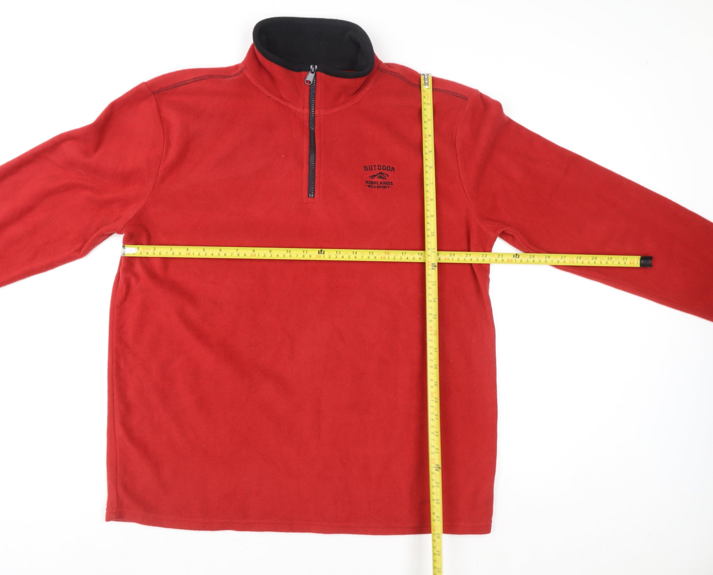 Atlas For Men Red Fleece 1/4 Zip Pullover Sweatshirt Size L