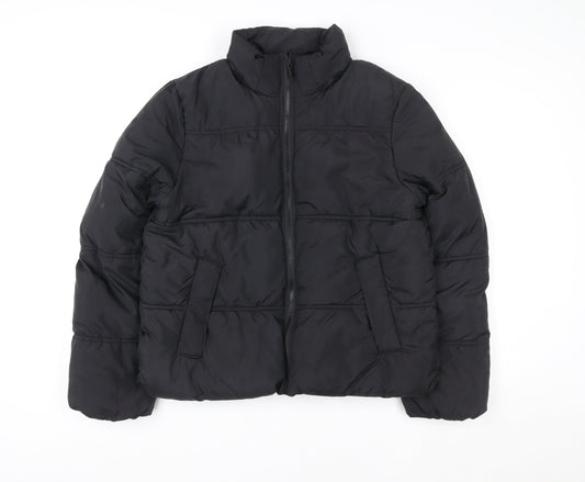 H&M Womens Black Puffer Jacket Size 20 Lined Quilted Winter Coat