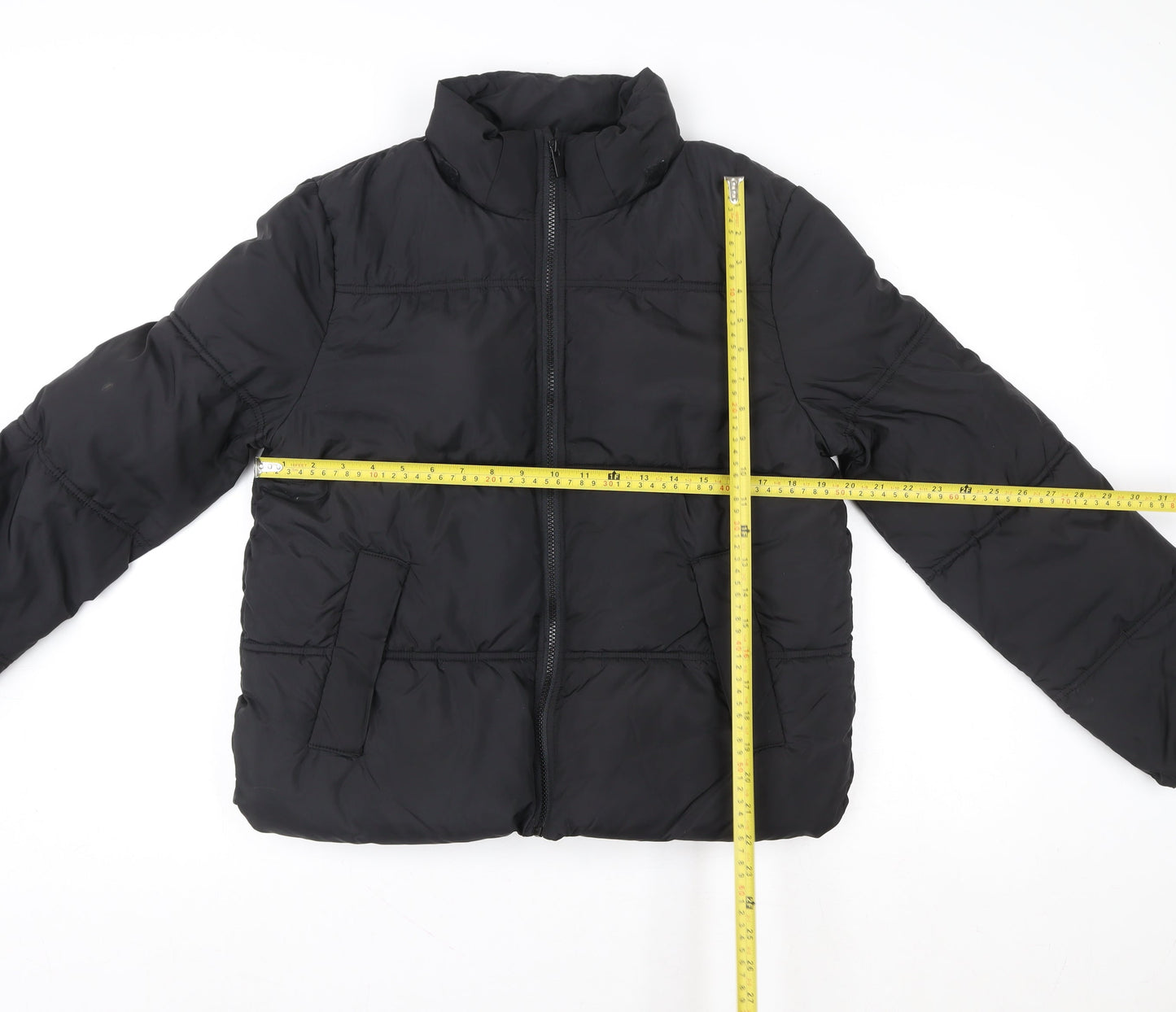 H&M Womens Black Puffer Jacket Size 20 Lined Quilted Winter Coat