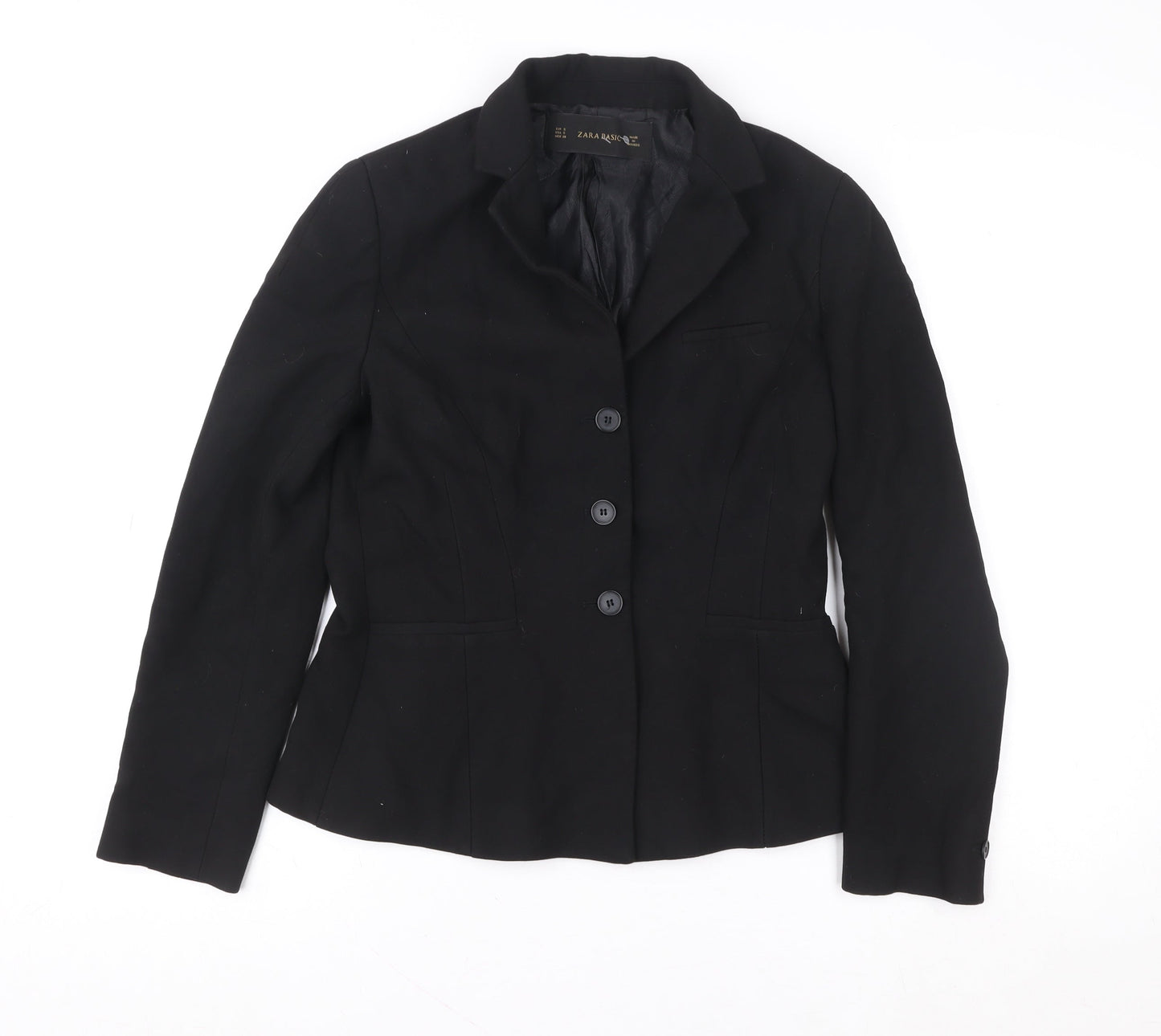 Zara Basic Women's Black Blazer Jacket Size 10 Regular Fit