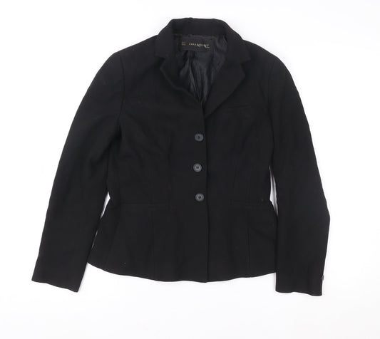 Zara Basic Women's Black Blazer Jacket Size 10 Regular Fit