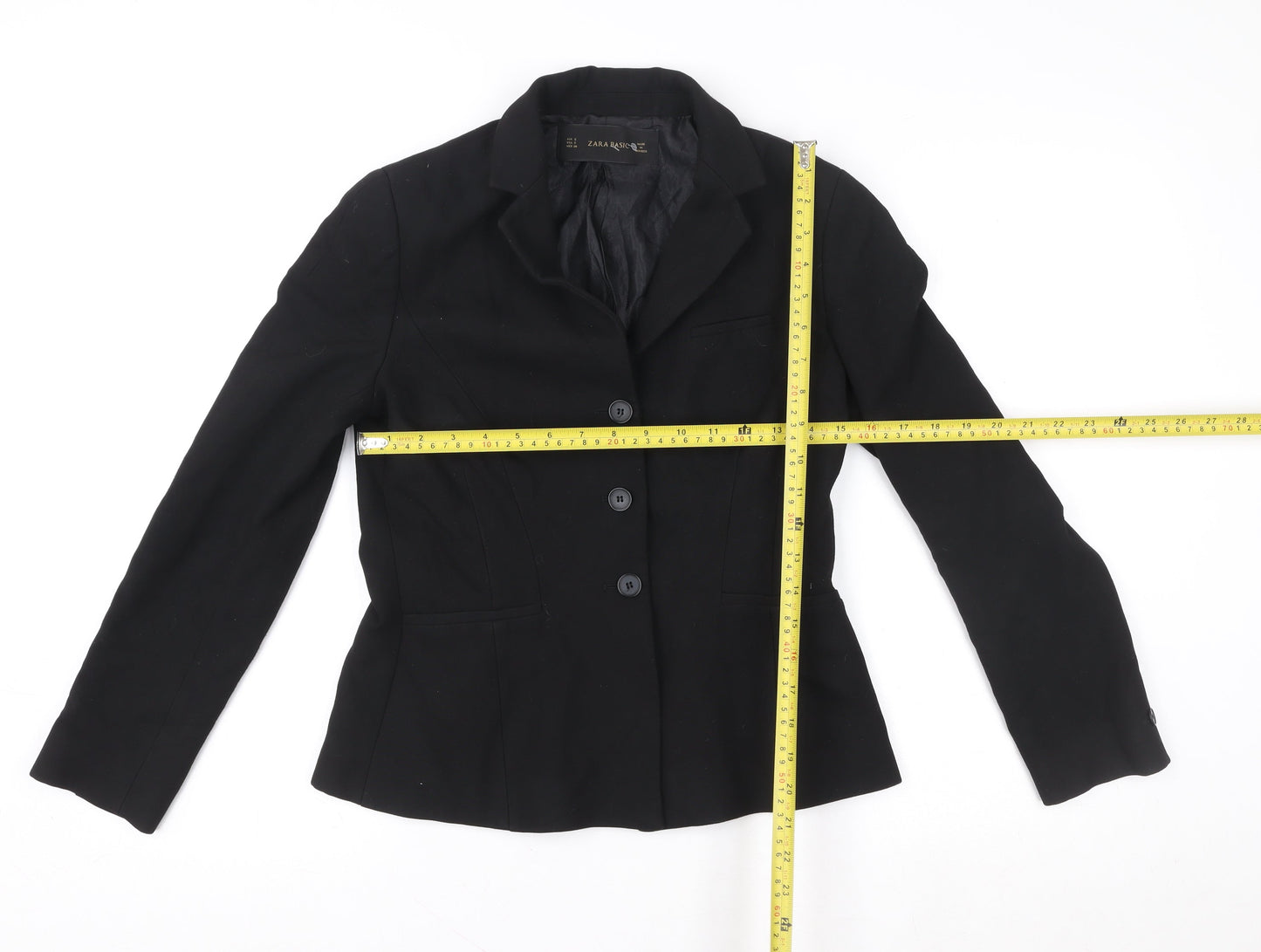 Zara Basic Women's Black Blazer Jacket Size 10 Regular Fit