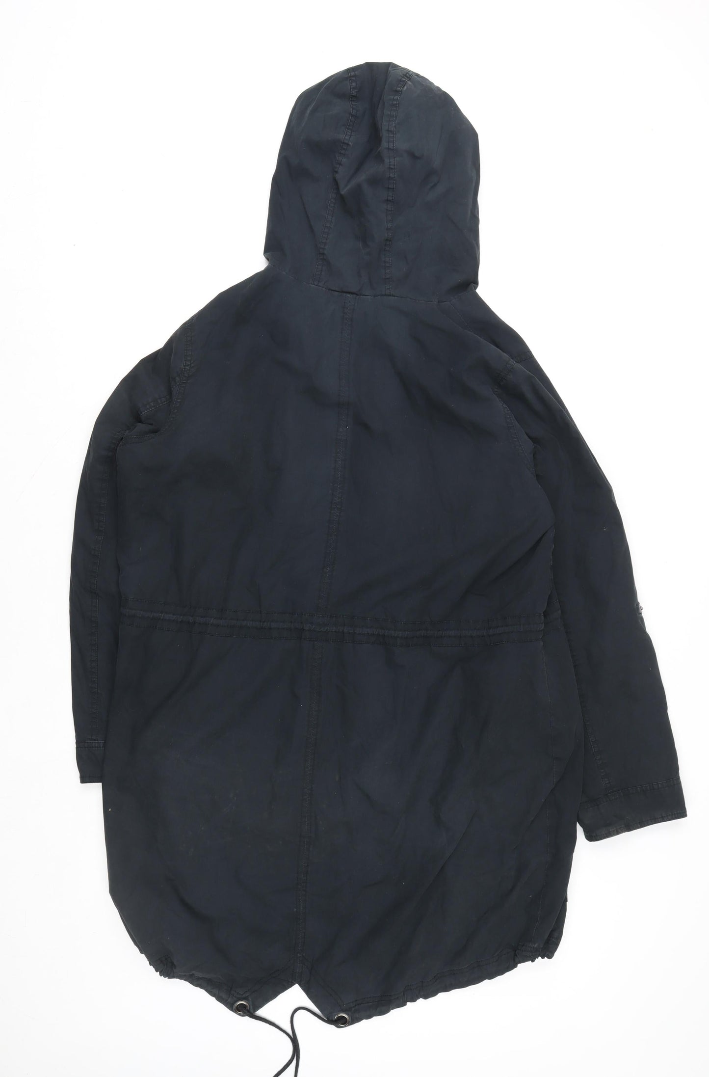 George Men’s Black Cotton Parka Jacket UK 44 Hooded Zip Casual