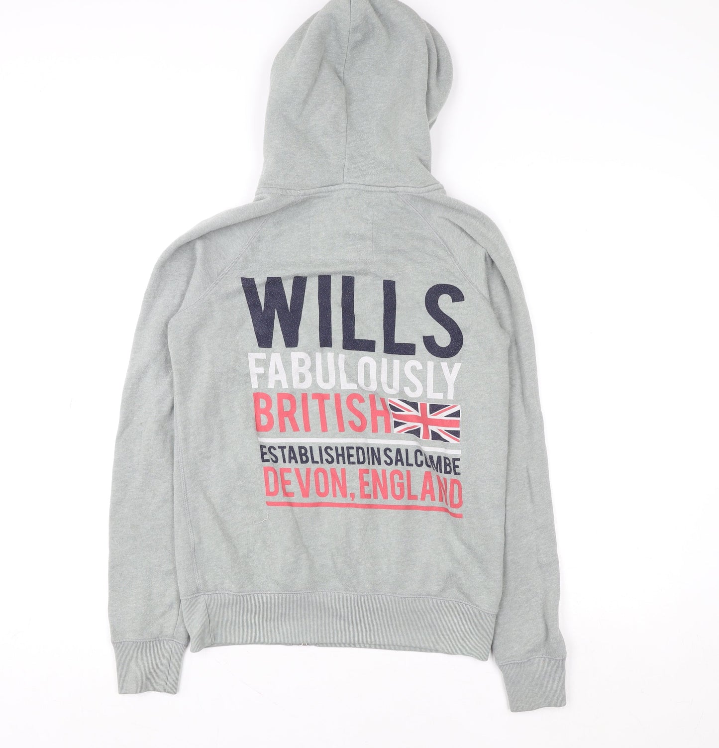 Jack Wills Men's Grey Full Zip Hoodie Size M British Graphic