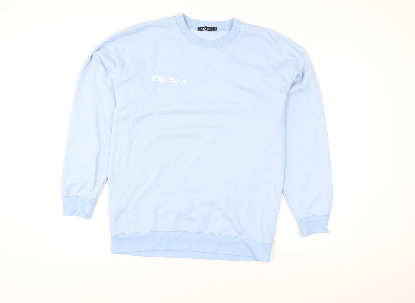 Boohoo Women’s Light Blue Crew Neck Pullover Sweatshirt Size S