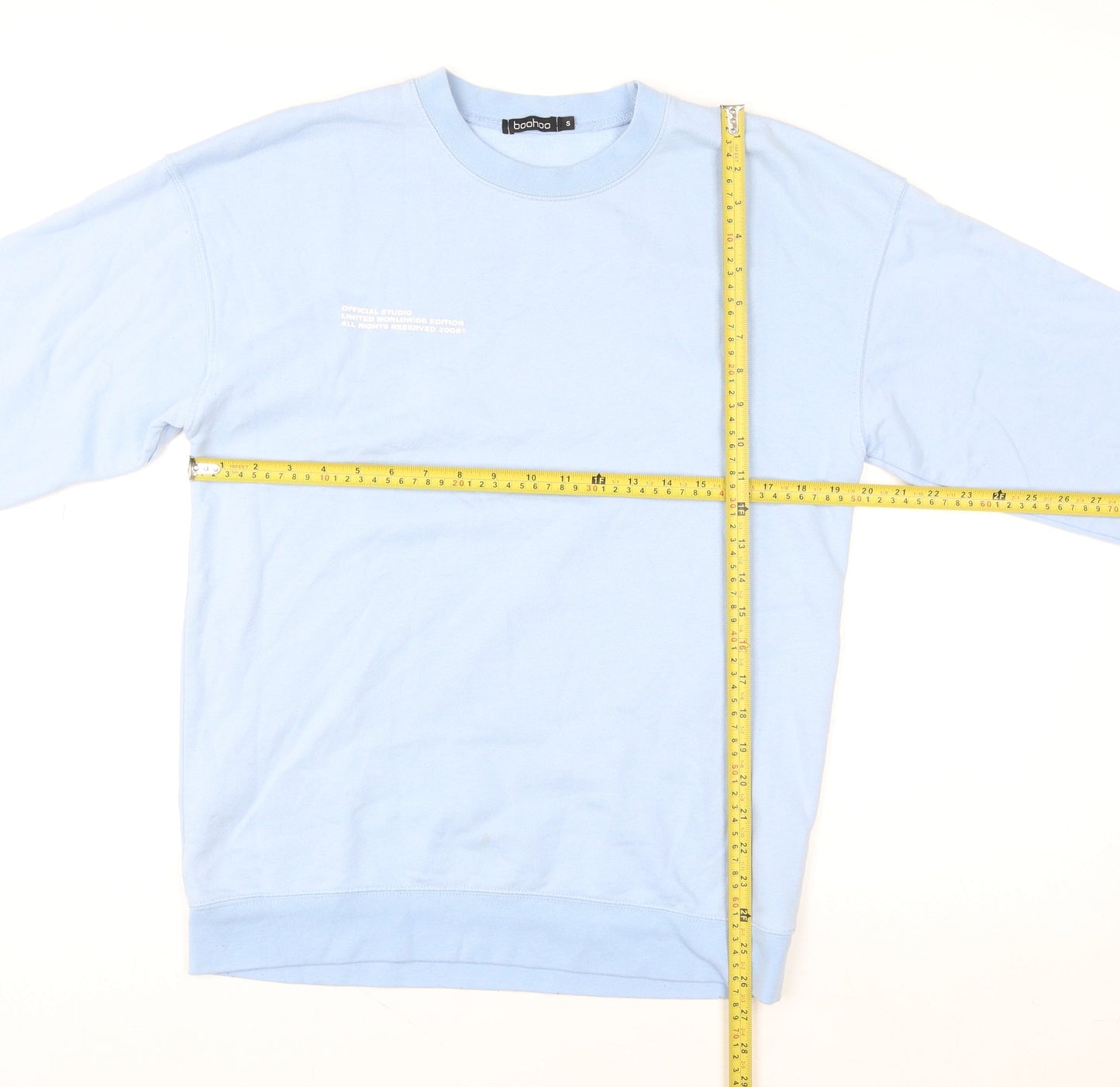 Boohoo Women’s Light Blue Crew Neck Pullover Sweatshirt Size S