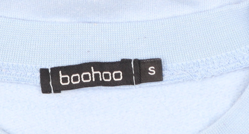 Boohoo Women’s Light Blue Crew Neck Pullover Sweatshirt Size S