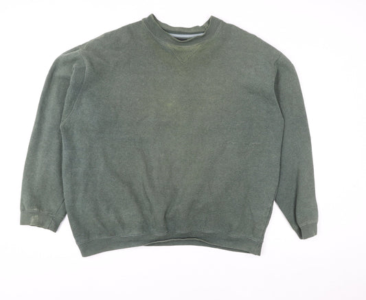 BHS Womens Dark Bottle Marl Green Sweatshirt Large Cotton Blend Casual