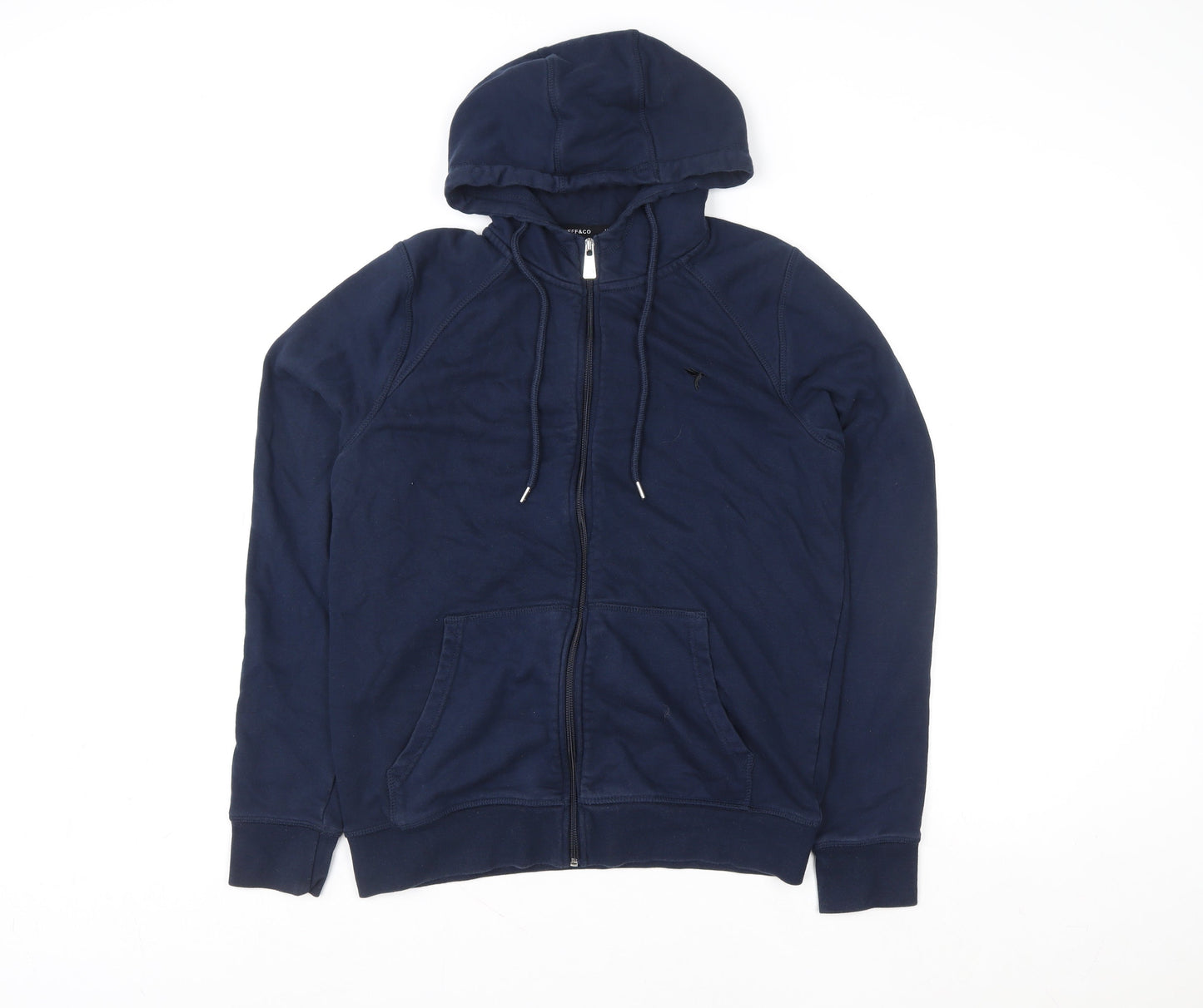 JEFF&CO Mens Blue Hooded Full Zip Cotton Blend Jacket M