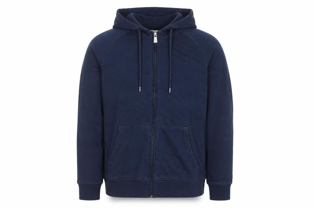 JEFF&CO Mens Blue Hooded Full Zip Cotton Blend Jacket M
