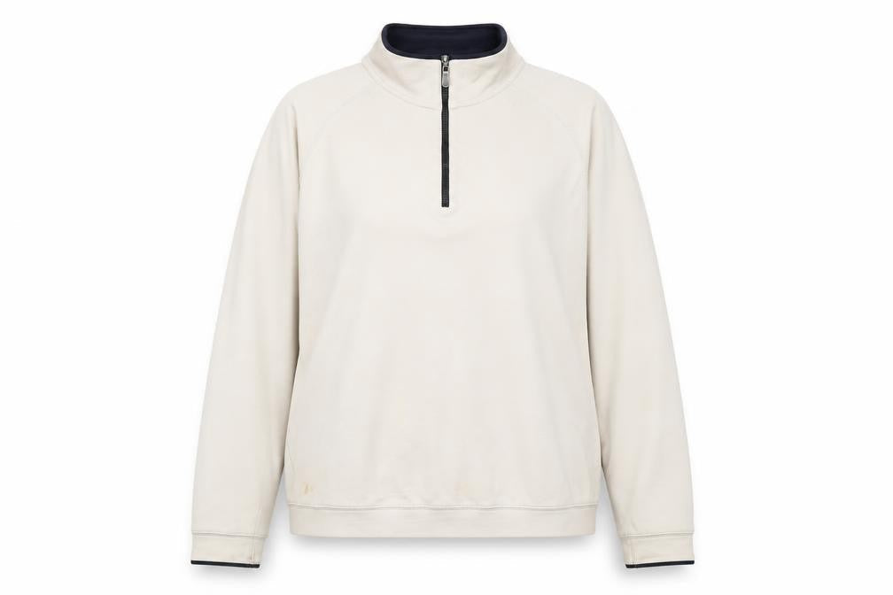 Bobby Jones Women Beige 1/2 Zip Pullover Sweatshirt Size M Pima Cotton